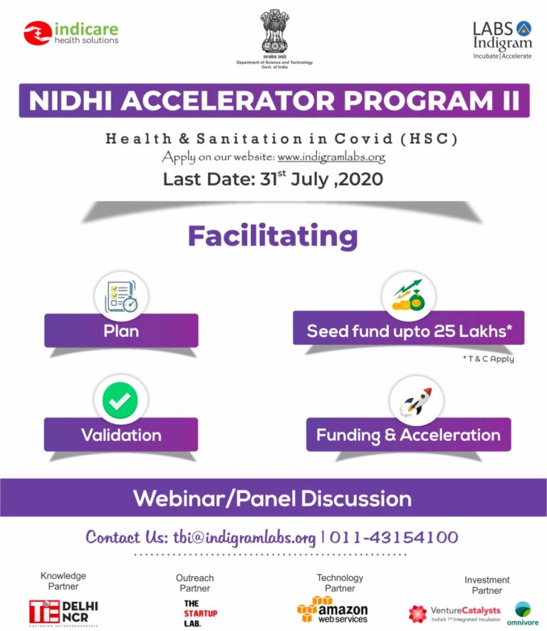 Indigram Labs foundation has launched NIDHI Accelerator Program