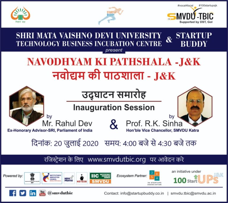 “Navodyam Ki Pathshala – J & K” to boost 100 startups J&K Initiative