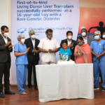 Master Dilli Ganesh who had undergone successful liver transplant for Rare metabolic disease, cut cake and share his joy with the team of experts who had performed the first-of-its-kind living donor liver Transplant in India at Gleneagles Global Health City, Chennai today