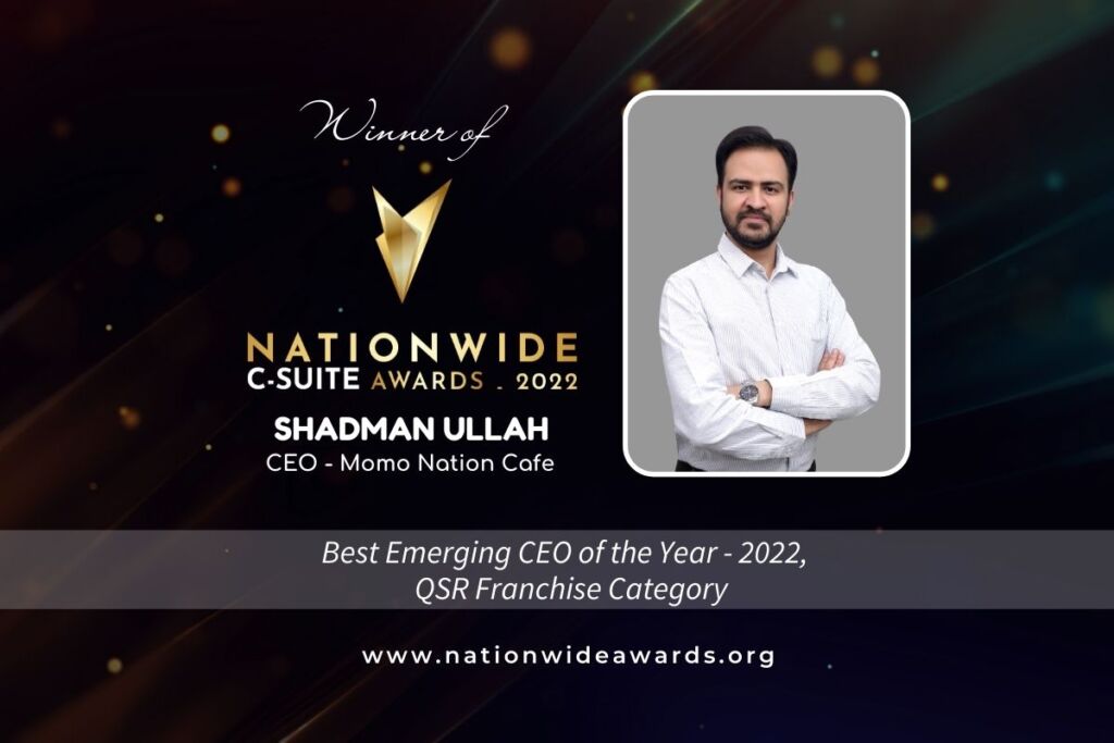 Shadman Ullah receives the Best Emerging CEO of the Year – 2022, QSR Franchise Category by Business Mint’s Nationwide C-Suite Award – 2022