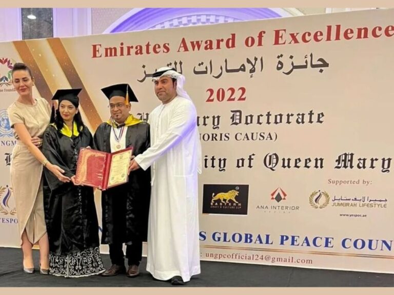 Founder of advertiCe, Mayur Sethi gets Emirates Award of Excellence in Dubai along with Doctorate in Digital Transformation