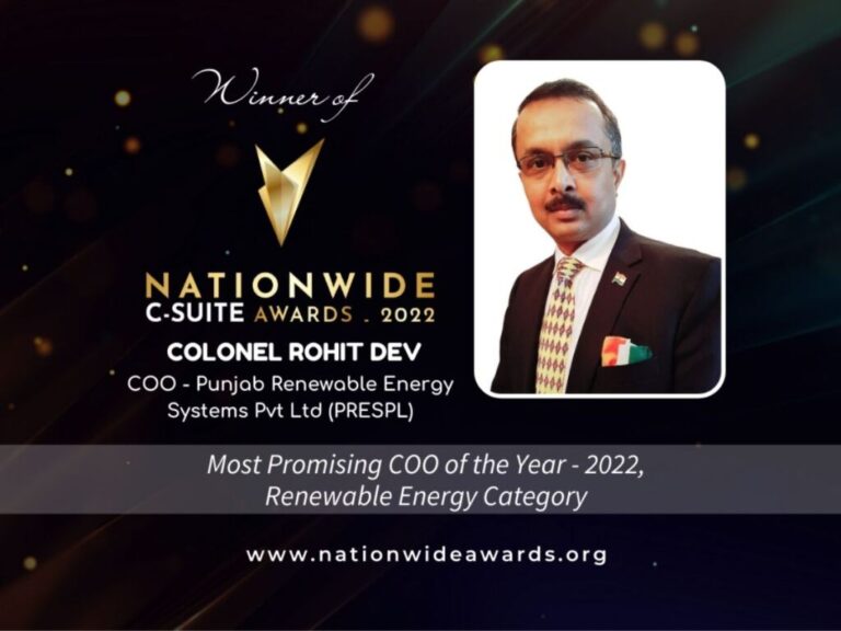 Colonel Rohit Dev Most Promising COO of the Year – 2022, Renewable Energy Category