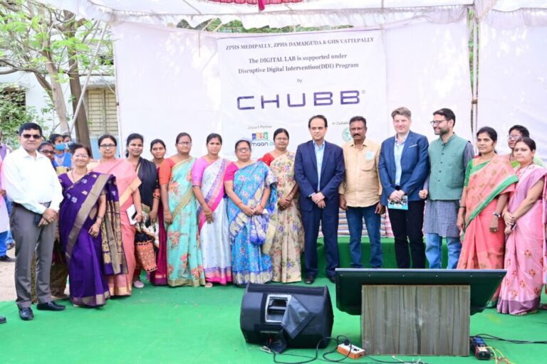 Top management from Chubb visit a government school in Hyderabad