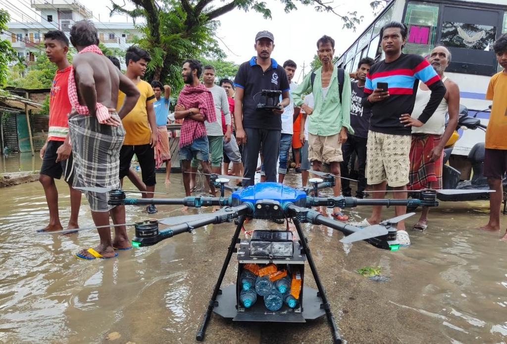 garuda aerospace in support of ndrf deploys surveillance and delivery drones to tackle flood situations in gujarat and andhra pradesh
