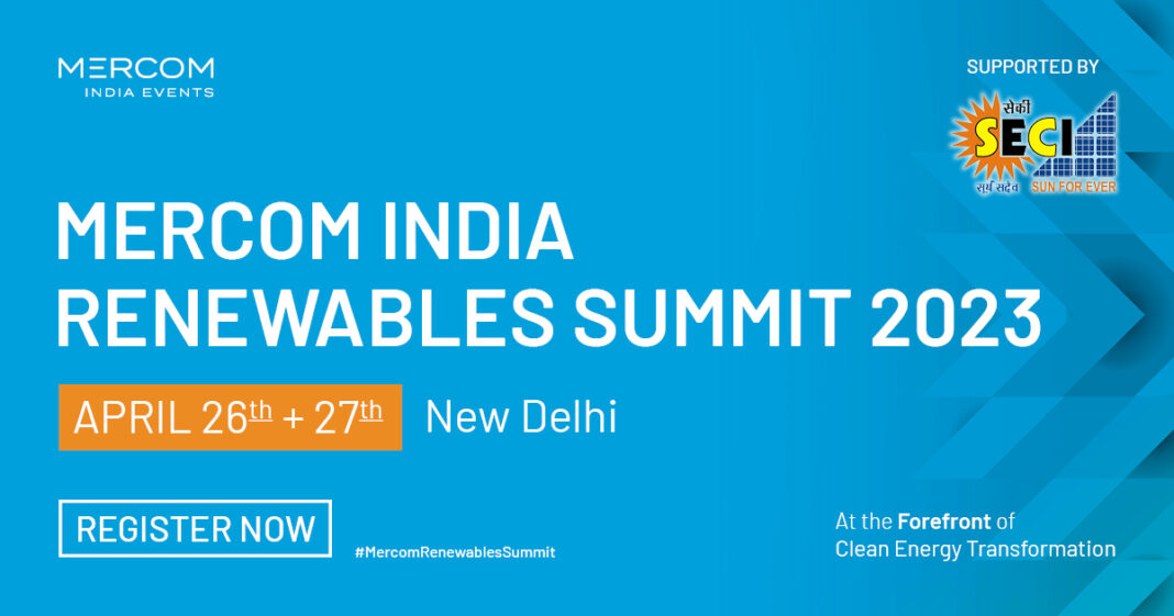 Mercom’s Annual India Renewables Summit Returns to New Delhi on April 26-27