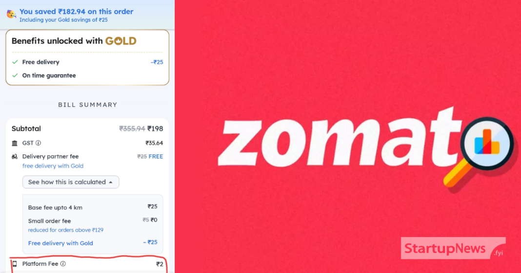 Zomato implements platform fee similar to Swiggy’s model